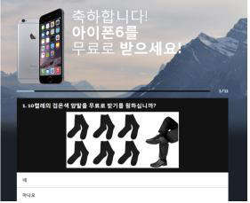 아이폰6를 경품으로 내세운 외국 사이트로 소비자원의 피해사례에 접수됐다. 한국소비자원 제공